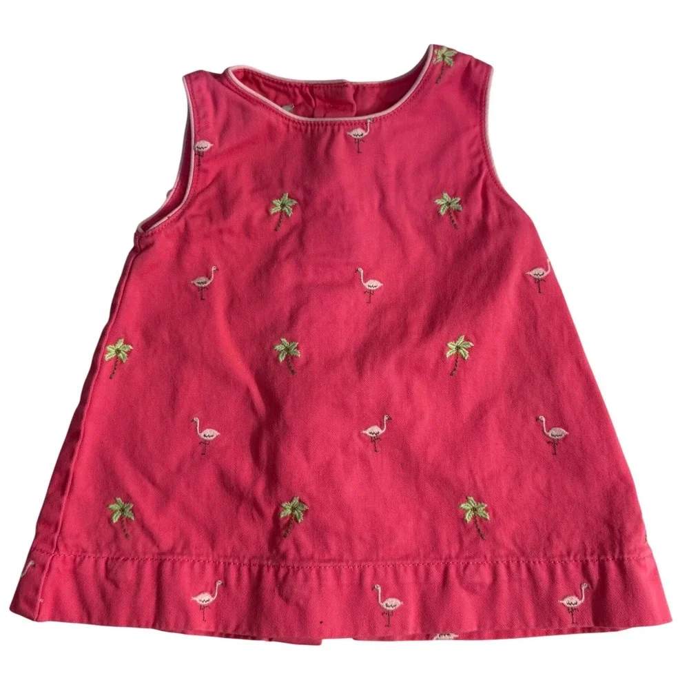Vintage Y2K Oshkosh Tropical Palm Tree beach 6-9 month girls sleeveless dress